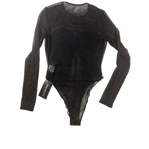 SHEIN SXY Women's Small Long Sleeve Snap Leotard - Black sexy top club - Picture 2 of 13